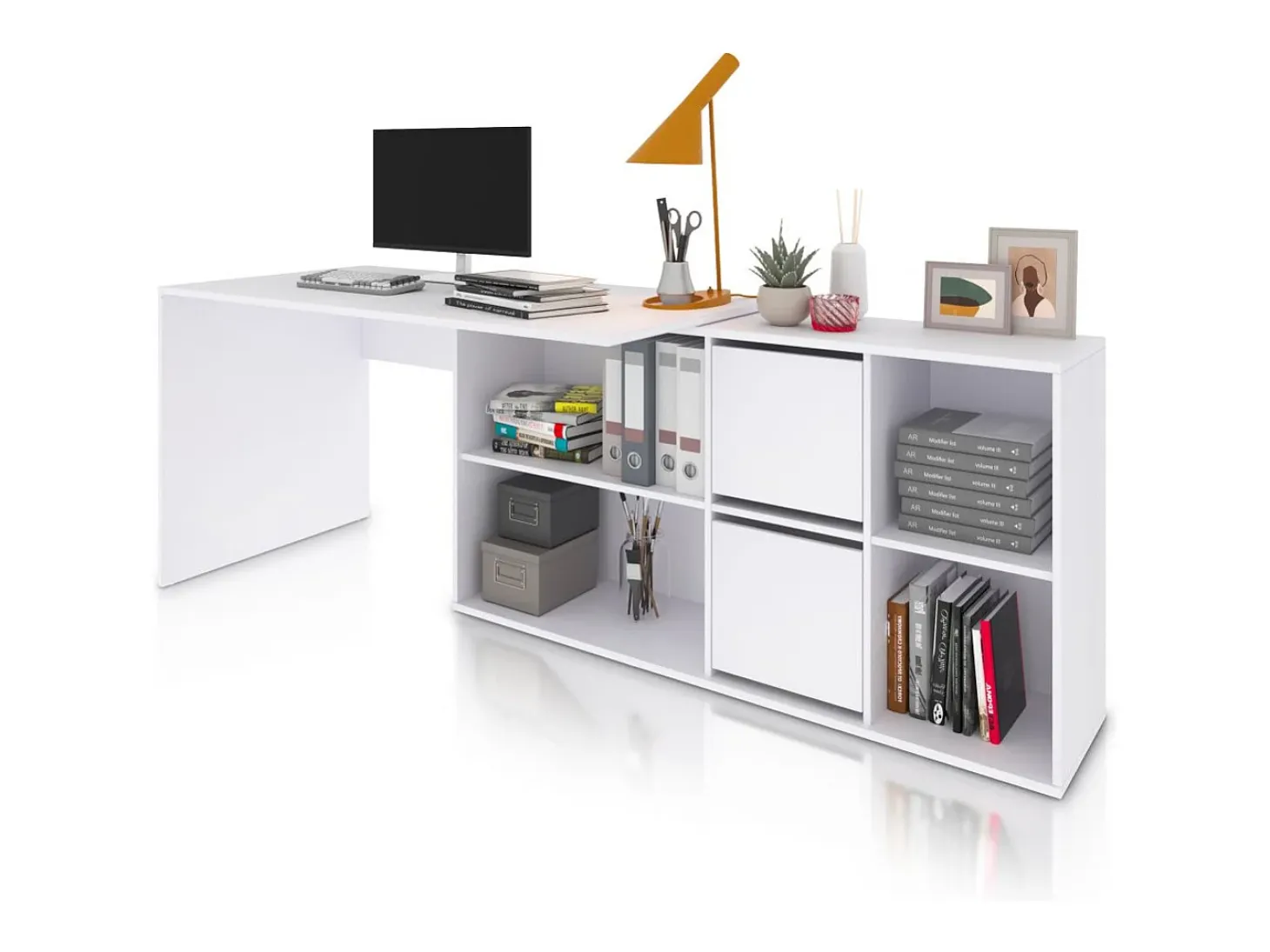 Mesa de escritorio multiposición en blanco mate 136x139 cm Move Blanco Artik (Blanco Mate)