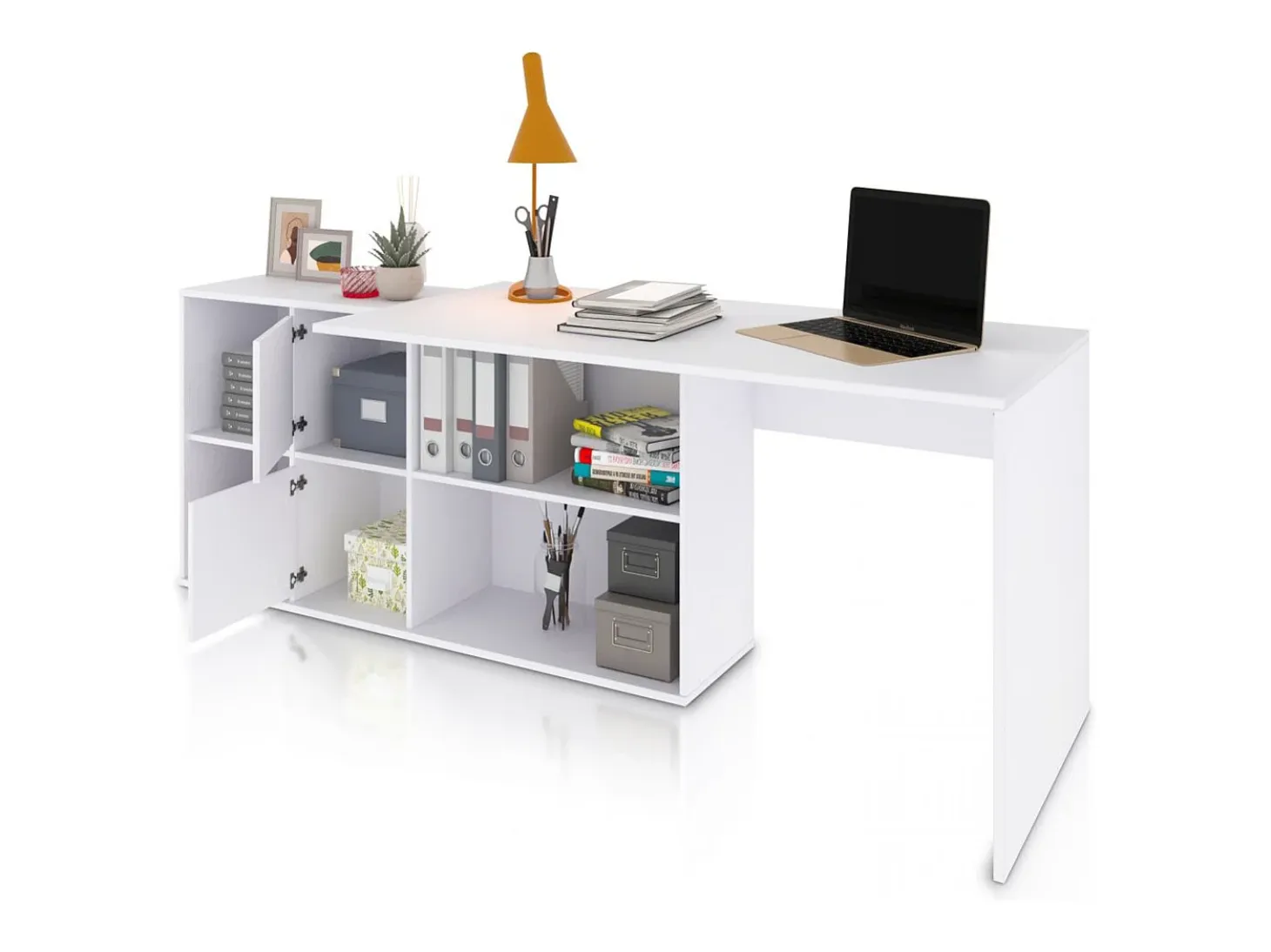 Mesa de escritorio multiposición en blanco mate 136x139 cm Move Blanco Artik (Blanco Mate)