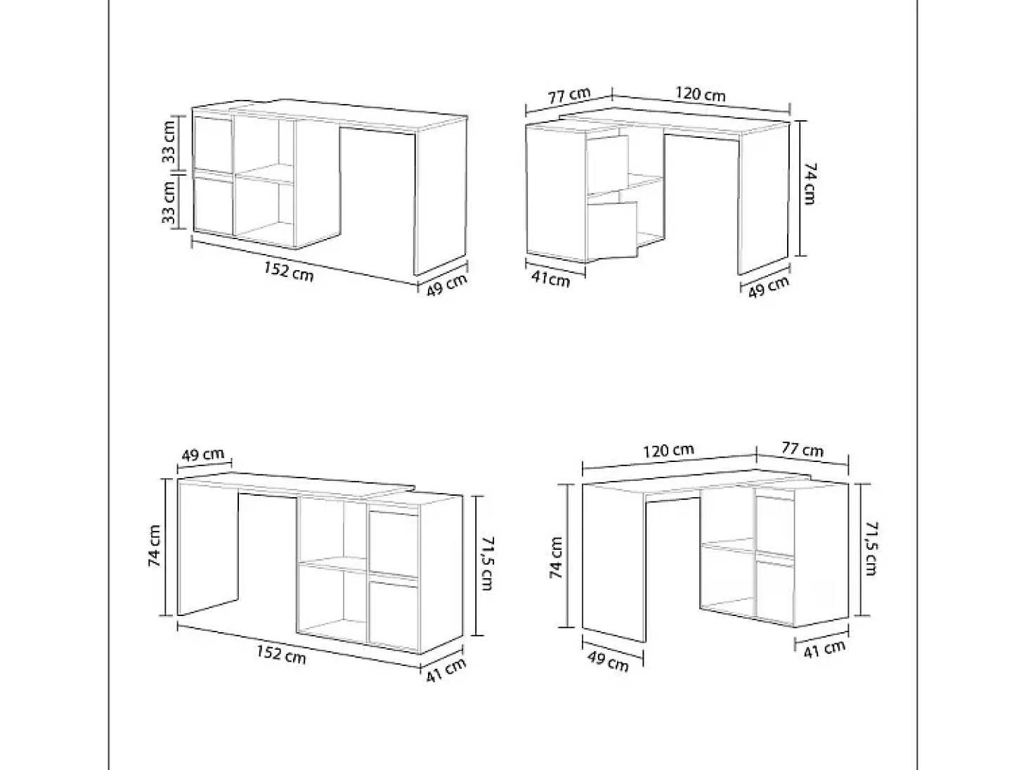 Mesa de escritorio multiposición Spacio Blanco Artik (Blanco Mate)