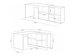 Mesa de escritorio multiposición en blanco mate y gris cemento 136x139 cm Move Blanco Artik (Blanco Mate) - Gris Cemento