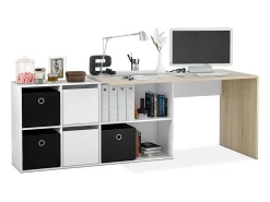 Mesa de escritorio multiposición en blanco mate y roble canadian 136x139 cm Move Blanco Artik (Blanco Mate) - Roble Canadian