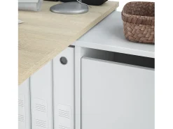 Mesa de escritorio multiposición en blanco mate y roble canadian 136x139 cm Move Blanco Artik (Blanco Mate) - Roble Canadian