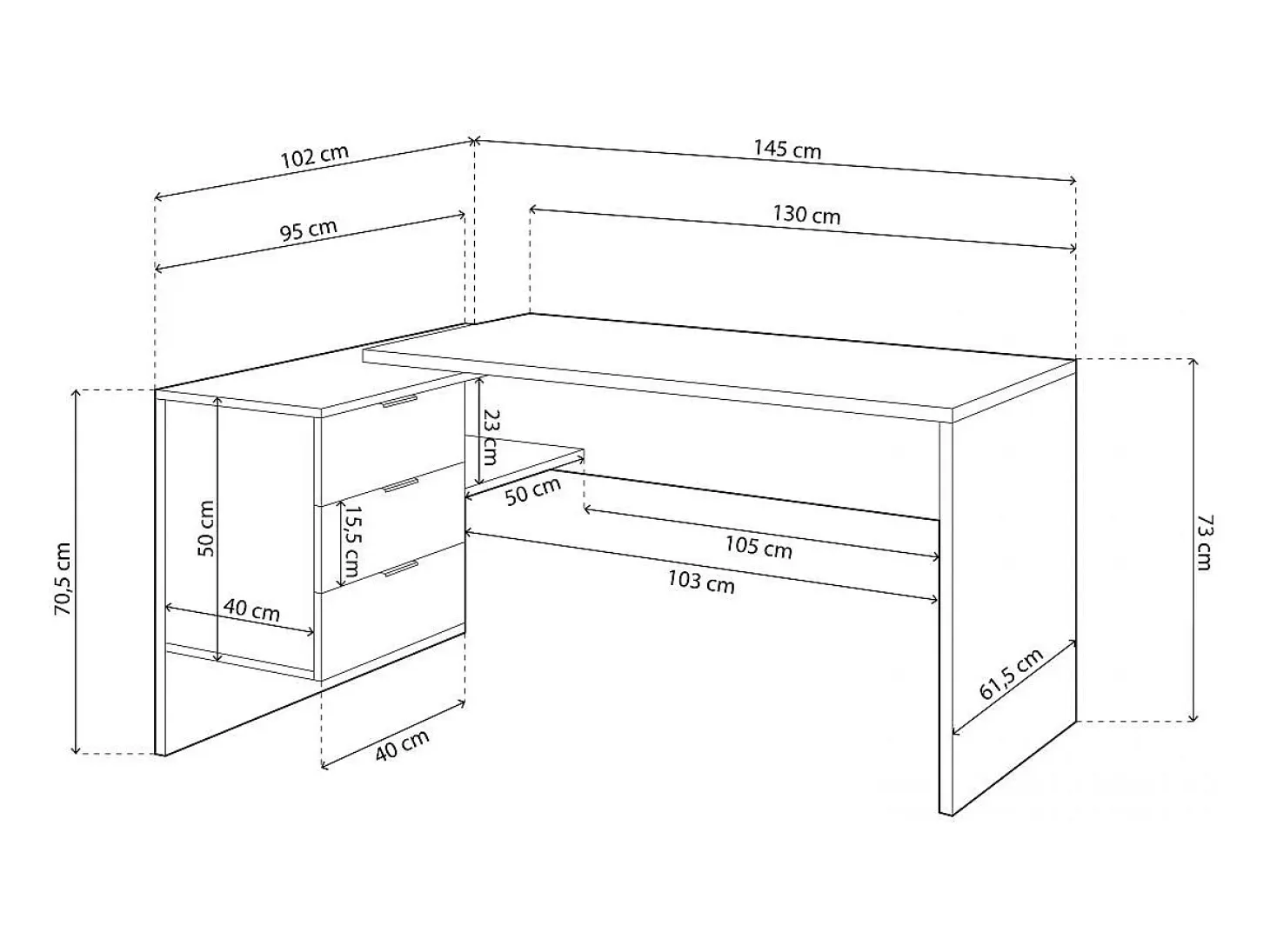 Mesa de escritorio Work Blanco Artik (Blanco Mate) - Roble Canadian