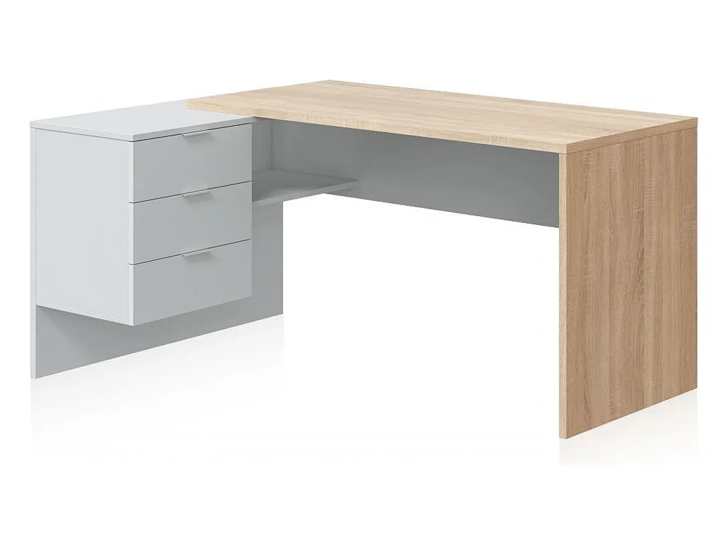 Mesa de escritorio Work Blanco Artik (Blanco Mate) - Roble Canadian