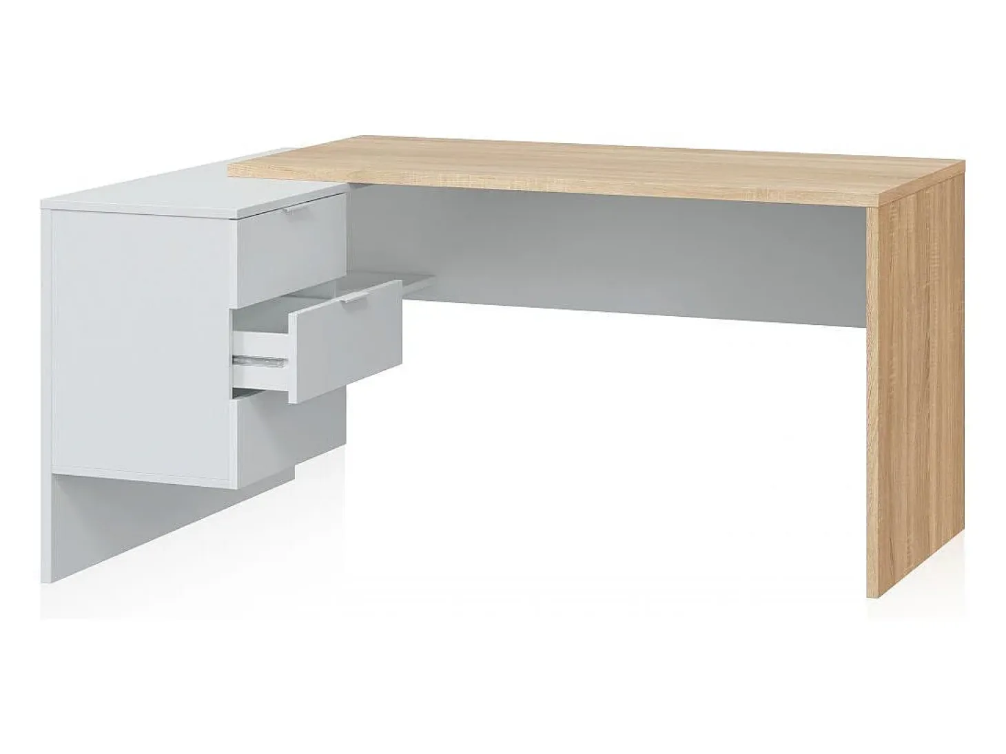 Mesa de escritorio Work Blanco Artik (Blanco Mate) - Roble Canadian