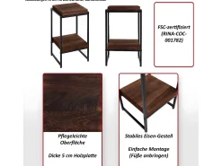 Mesa de flores MCW-K71, marrón oscuro, 61cm