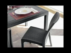 Mesa de jardín para exterior 150x90 cm de ratán y polipropileno Houston - Negro