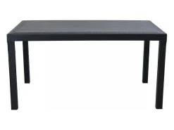 Mesa de jardín para exterior 150x90 cm de ratán y polipropileno Houston - Negro