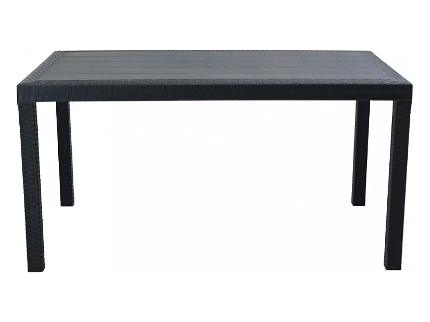 Mesa de jardín para exterior 150x90 cm de ratán y polipropileno Houston - Negro