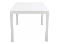 Mesa de jardín rectangular Houston 150 x 90 cm de plástico trenzado - Blanco