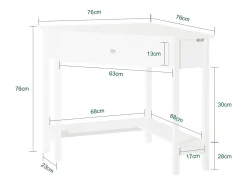 Mesa de Ordenador, Mesa de Escritorio con un Cajón, Triangular,Blanco,FWT31-W SoBuy ES