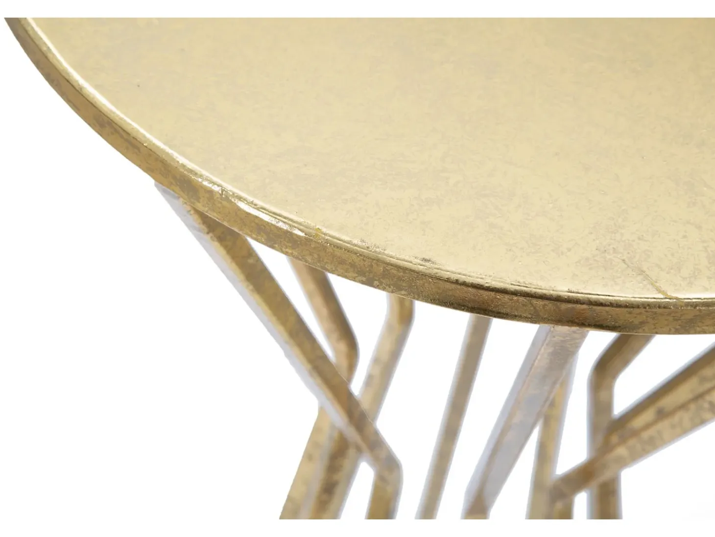 Mesa decorativa alta redonda para sala de estar en metal dorado glam 38cm Stick