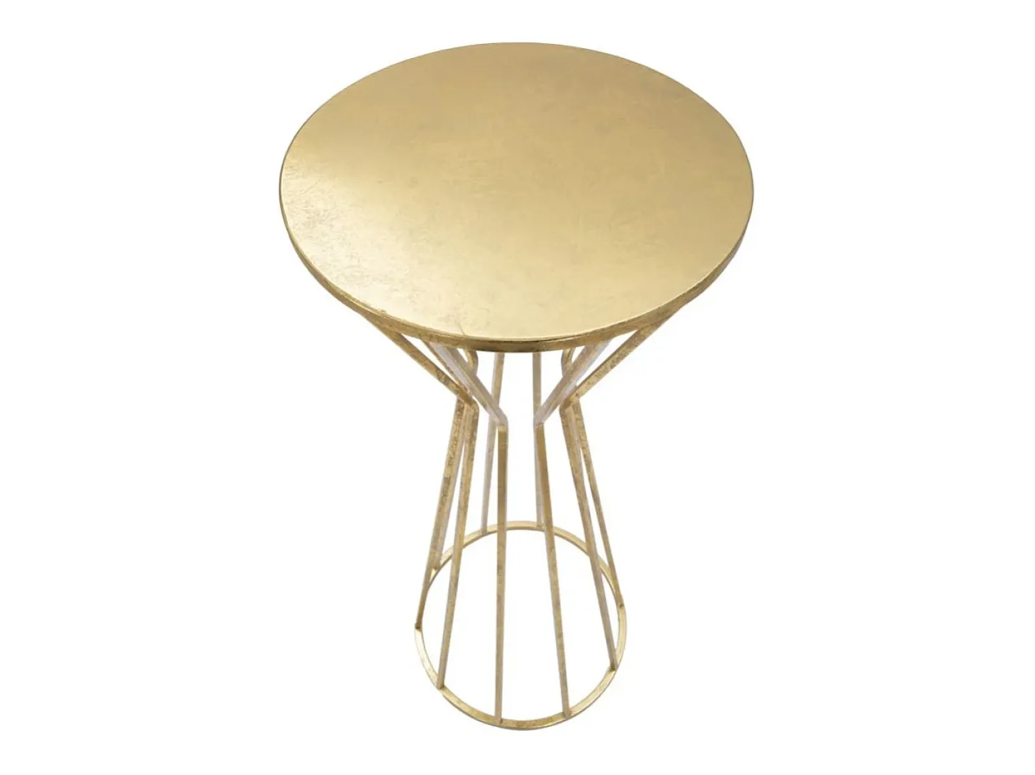 Mesa decorativa alta redonda para sala de estar en metal dorado glam 38cm Stick