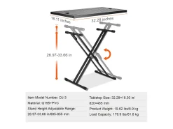 Mesa DJ Portátil SucceBuy, Mesa DJ con Soporte Portátil para Portátil, Altura Ajustable, Soporte con Doble Refuerzo en X