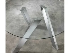 Mesa fija Rondò en cristal templado y patas blancas