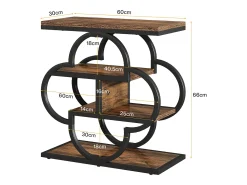 Mesa lateral estrecha, mesa auxiliar de madera pequeña de 4 niveles con marco de metal curvo