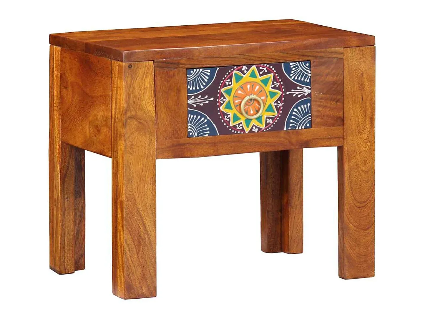 Mesa lateral Marrón 40 x 30 x 36 cm Madera maciza de Acacia