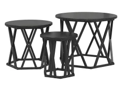 Mesa Lateral Nido 3 piezas Roble negro 53 x 53 x 40 cm