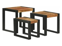Mesa Nido 3 piezas Madera de acacia maciza y un metal