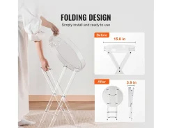 Mesa Plegable SucceBuy en Acrílico con Patas en X, Mesa de Apoyo para Café, Bebidas, Bocadillos en el Salón, la Habitación, la Oficina