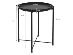Mesa redonda bandeja extraible mesita negra de sofá auxiliar plegable Ø45xAL52cm