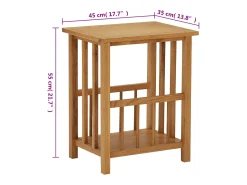 Mesa revistero madera maciza de roble 45x35x55 cm