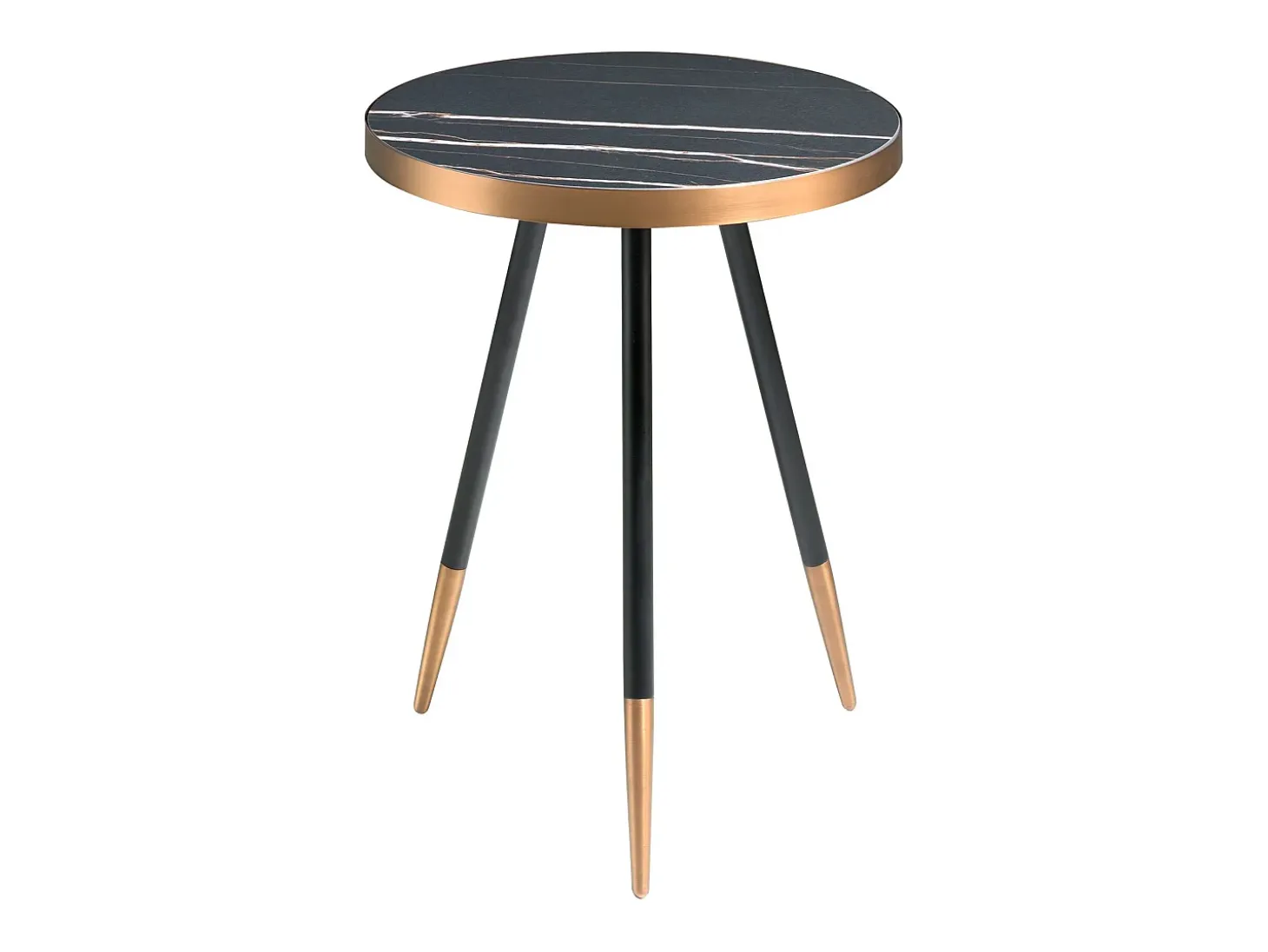 Mesa rincón redonda mármol porcelánico y acero negro 2069 ANGEL CERDA