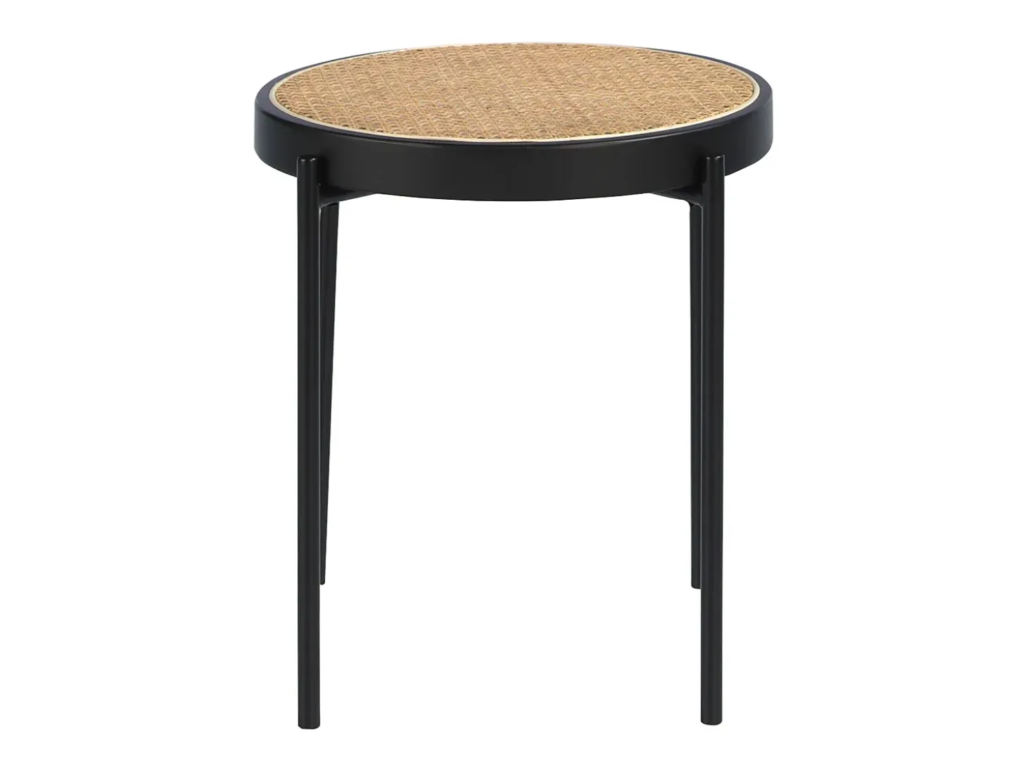Mesa rincón redonda rattan, madera negra y acero negro 2109 ANGEL CERDA