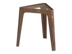 Mesa rincón triangular cristal templado y nogal 2106 ANGEL CERDA