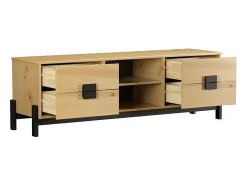 Mesa Television 4 Cajones Con Estanteria De Madera De Pino