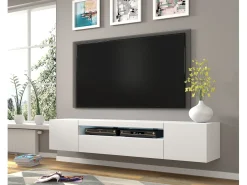 Mesa TV AURA LED 200x37x42 Blanco