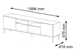 Mesa TV RavennaF 200x42x58 Crema & Negro