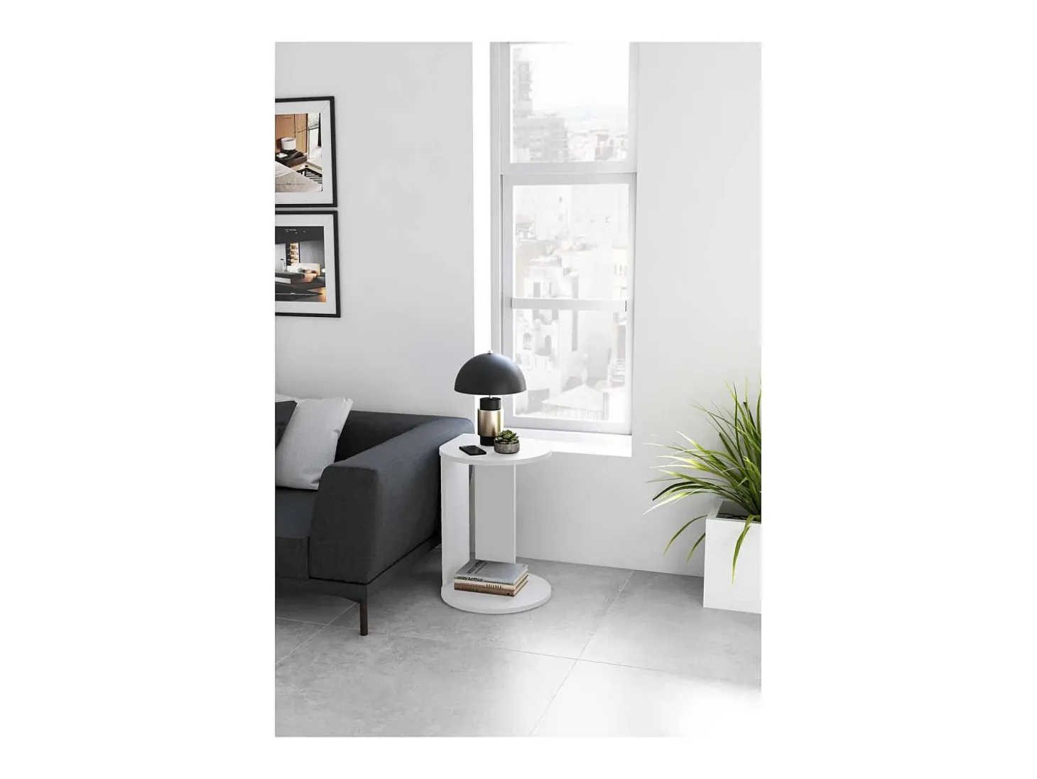 Mesa velador 540 para salón acabado blanco, 62cm(alto) 46cm(ancho) 55cm(largo)