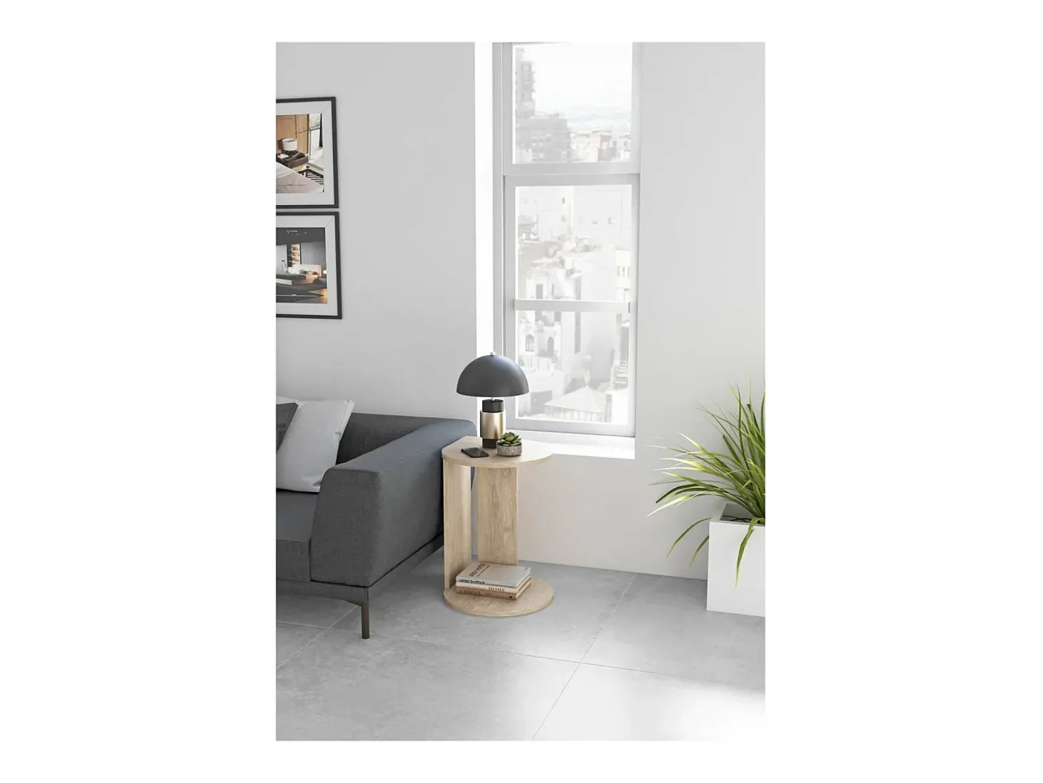 Mesa velador 540 para salón acabado roble claro, 62cm(alto) 46cm(ancho) 55cm(largo)