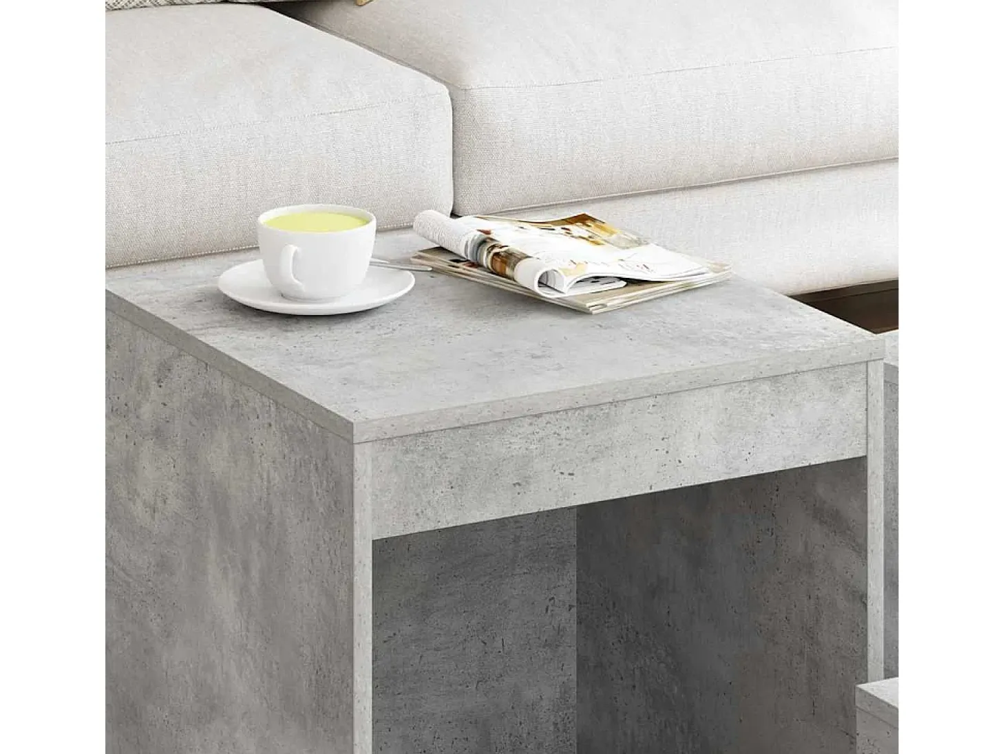 Mesas apilables 3 piezas madera contrachapada gris hormigón