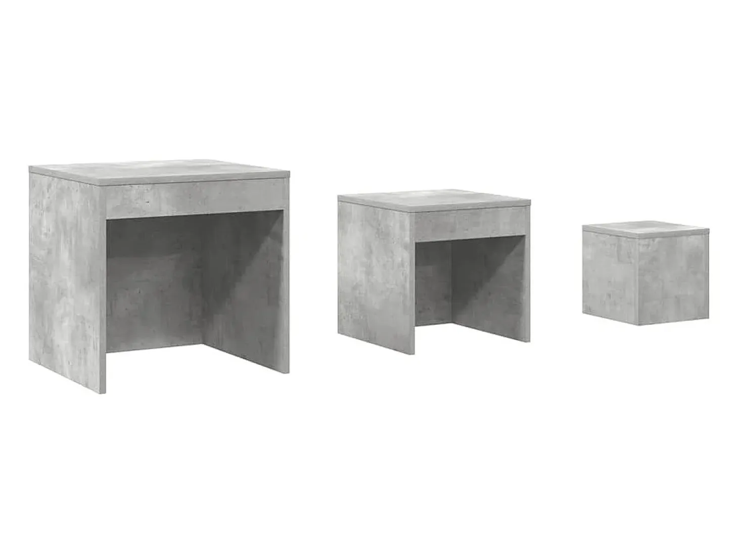 Mesas apilables 3 piezas madera contrachapada gris hormigón
