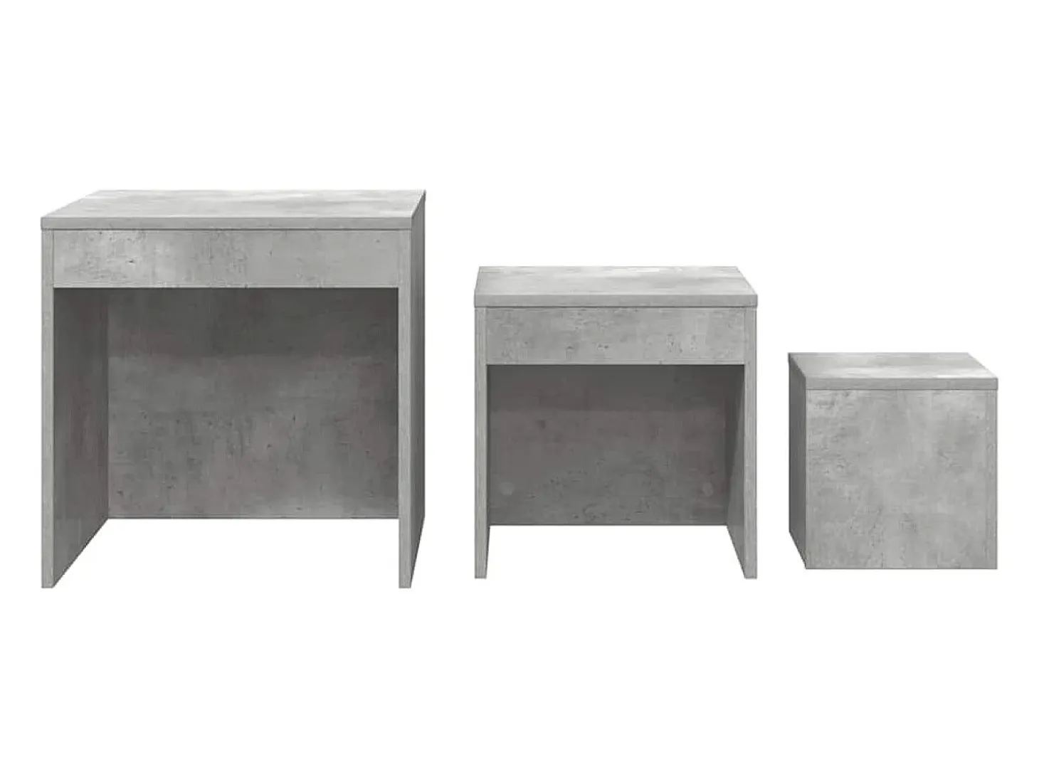 Mesas apilables 3 piezas madera contrachapada gris hormigón