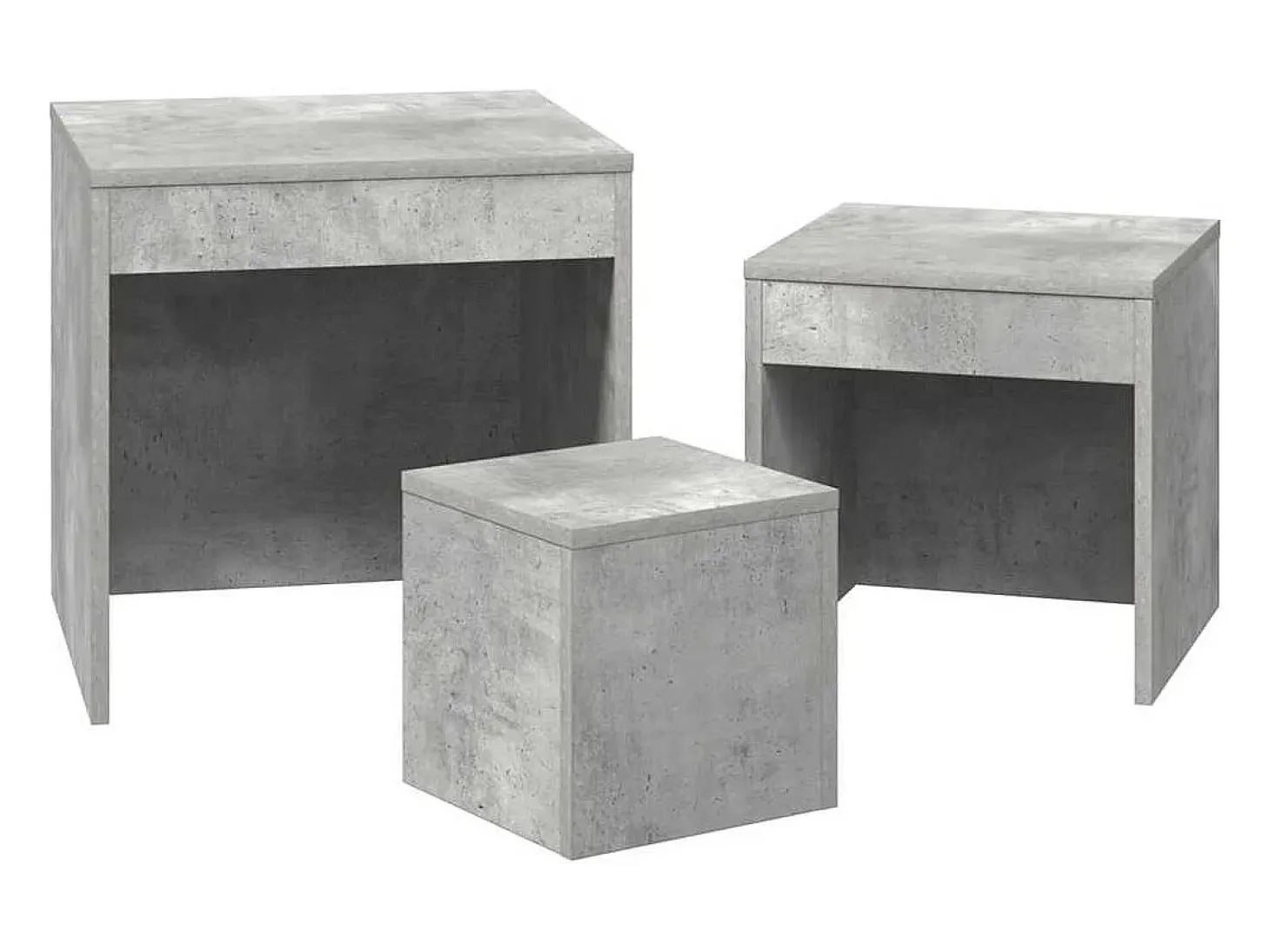 Mesas apilables 3 piezas madera contrachapada gris hormigón