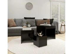 Mesas apilables 3 piezas madera contrachapada negro