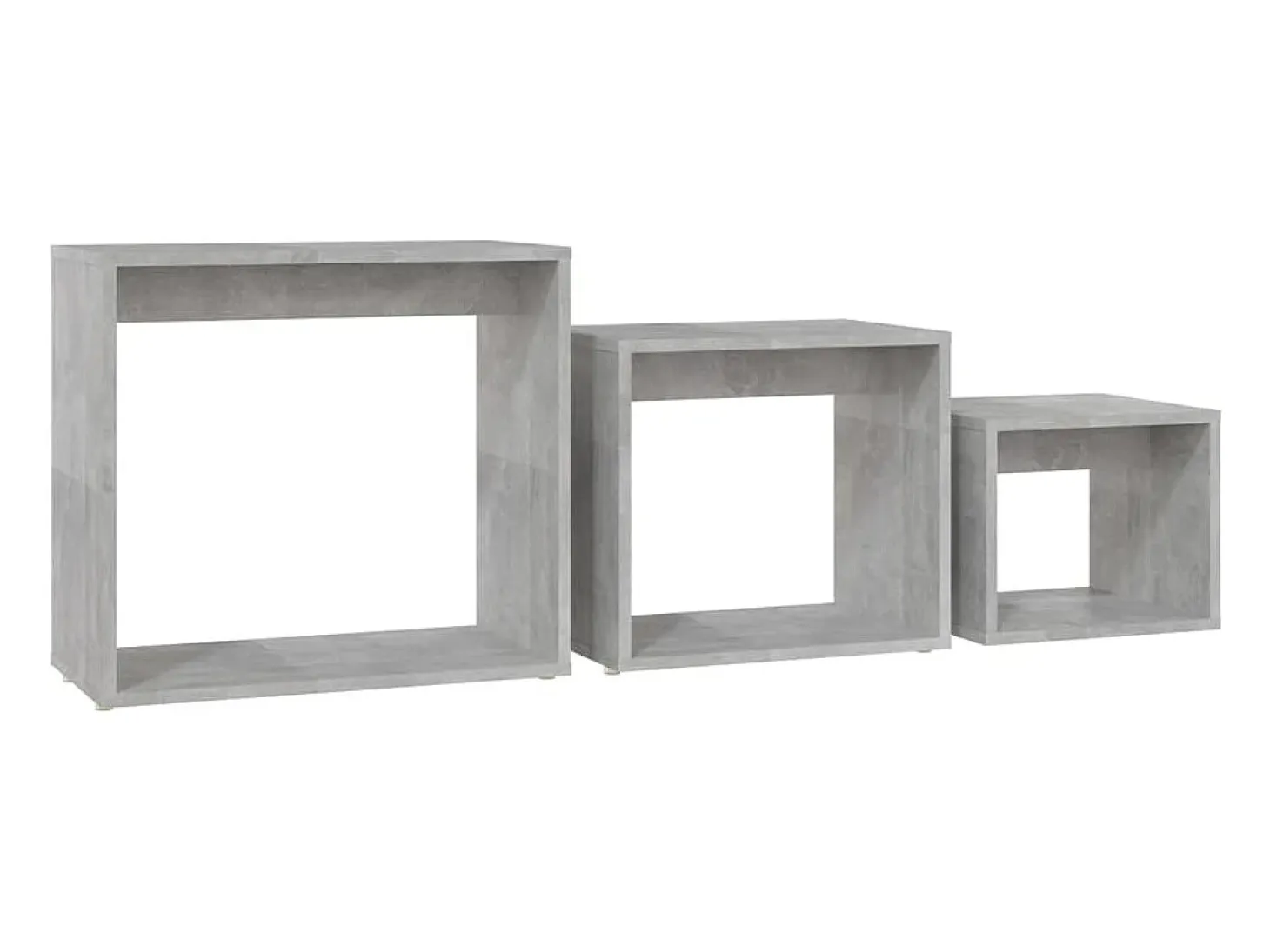Mesas apilables 3 piezas madera contrachapada gris hormigón