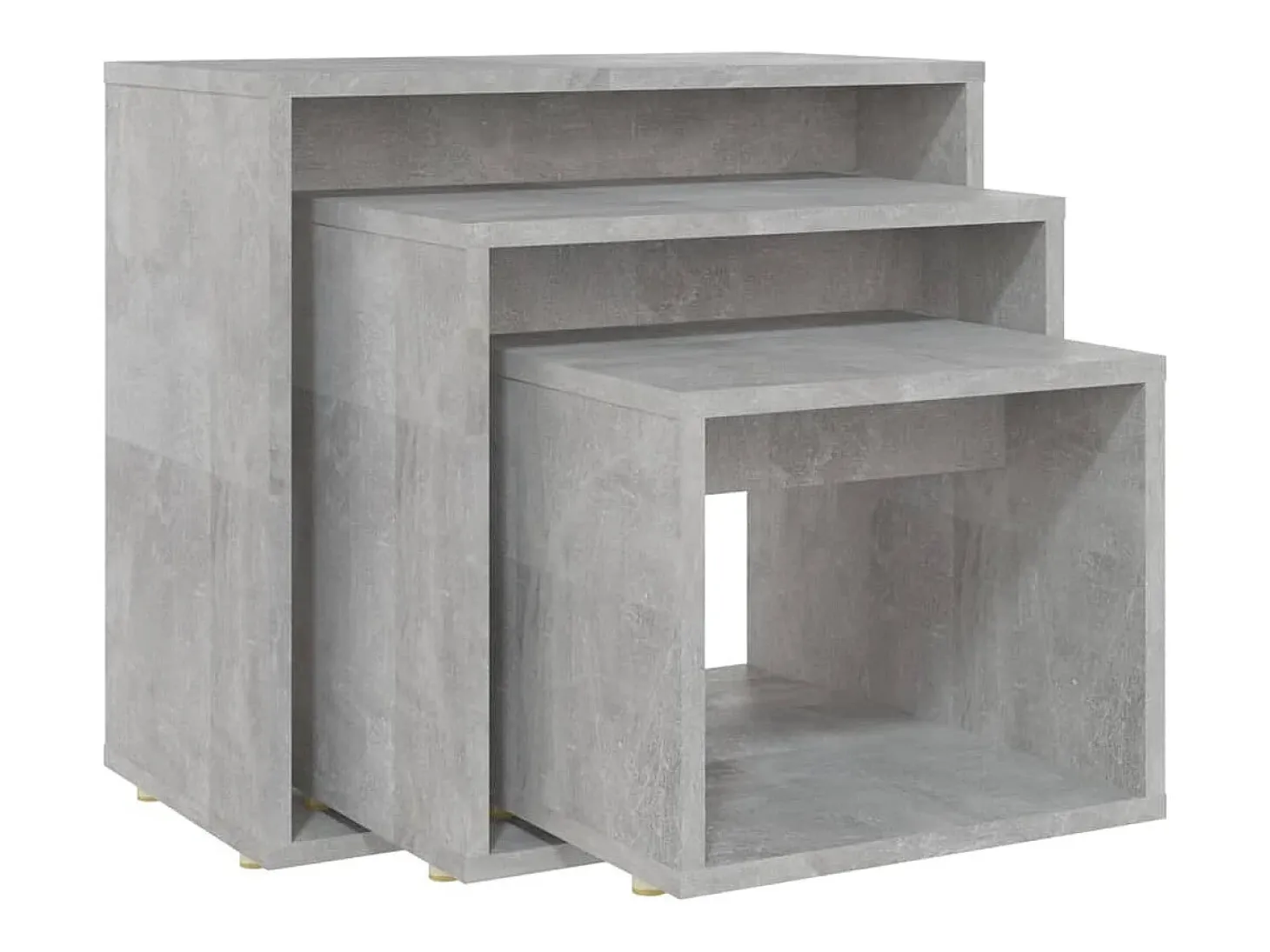 Mesas apilables 3 piezas madera contrachapada gris hormigón
