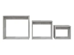 Mesas apilables 3 piezas madera contrachapada gris hormigón