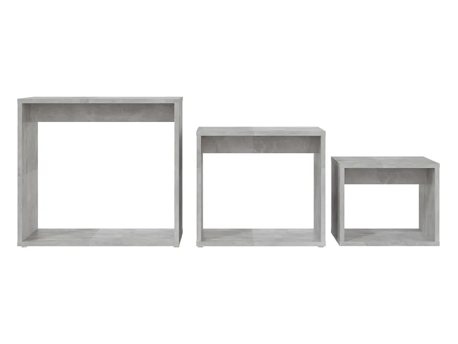 Mesas apilables 3 piezas madera contrachapada gris hormigón
