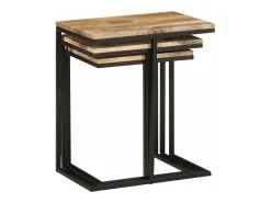 Mesas apilables 3 piezas madera maciza de acacia