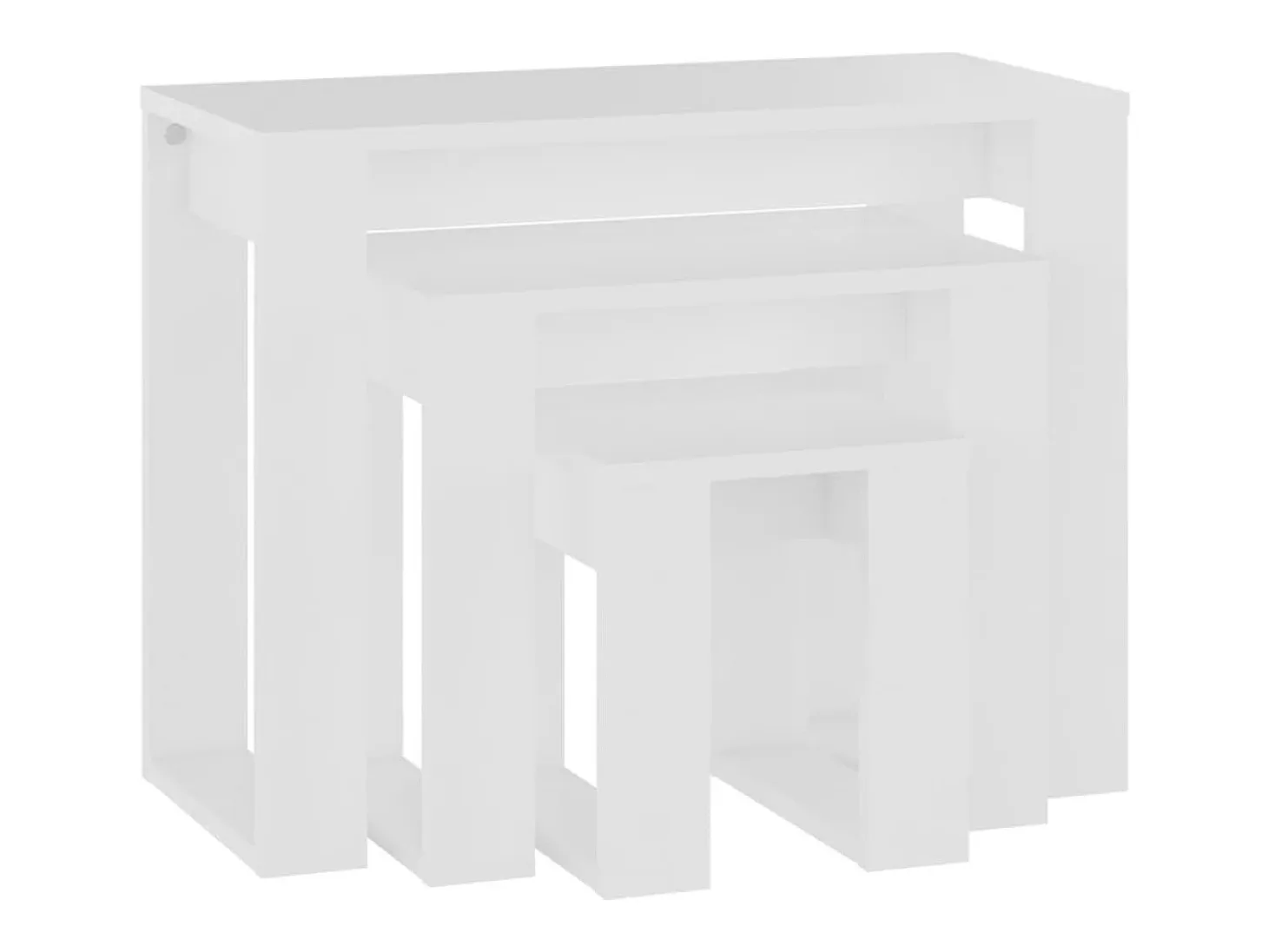 Mesas apilables 3 piezas madera contrachapada blanco