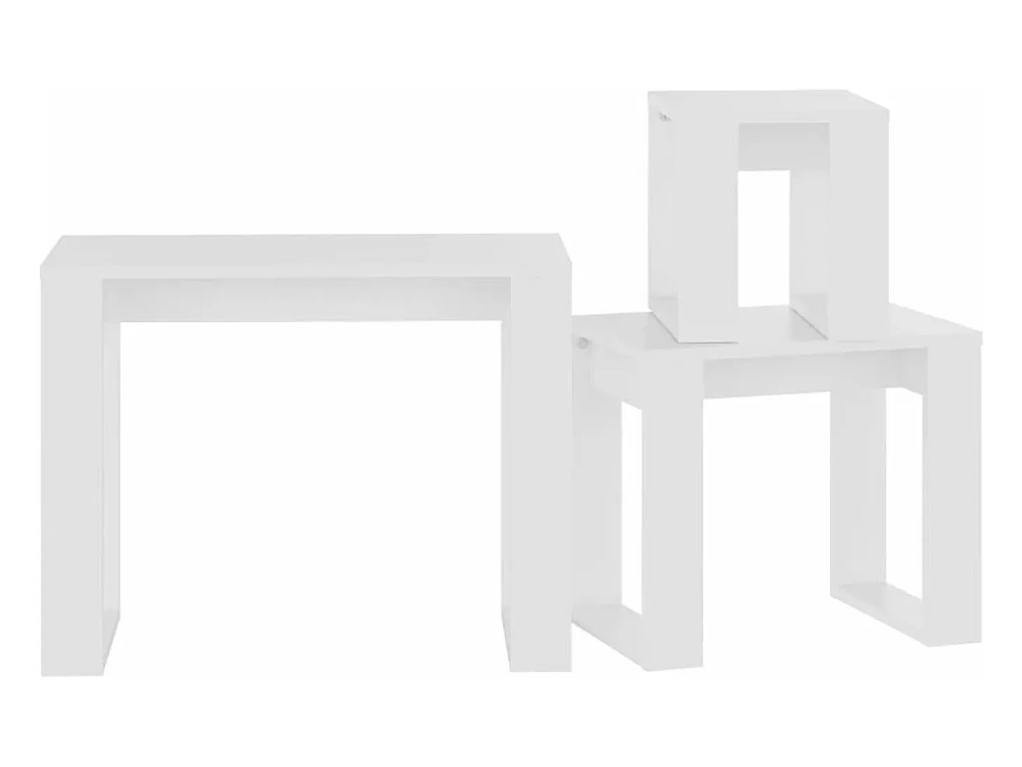 Mesas apilables 3 piezas madera contrachapada blanco