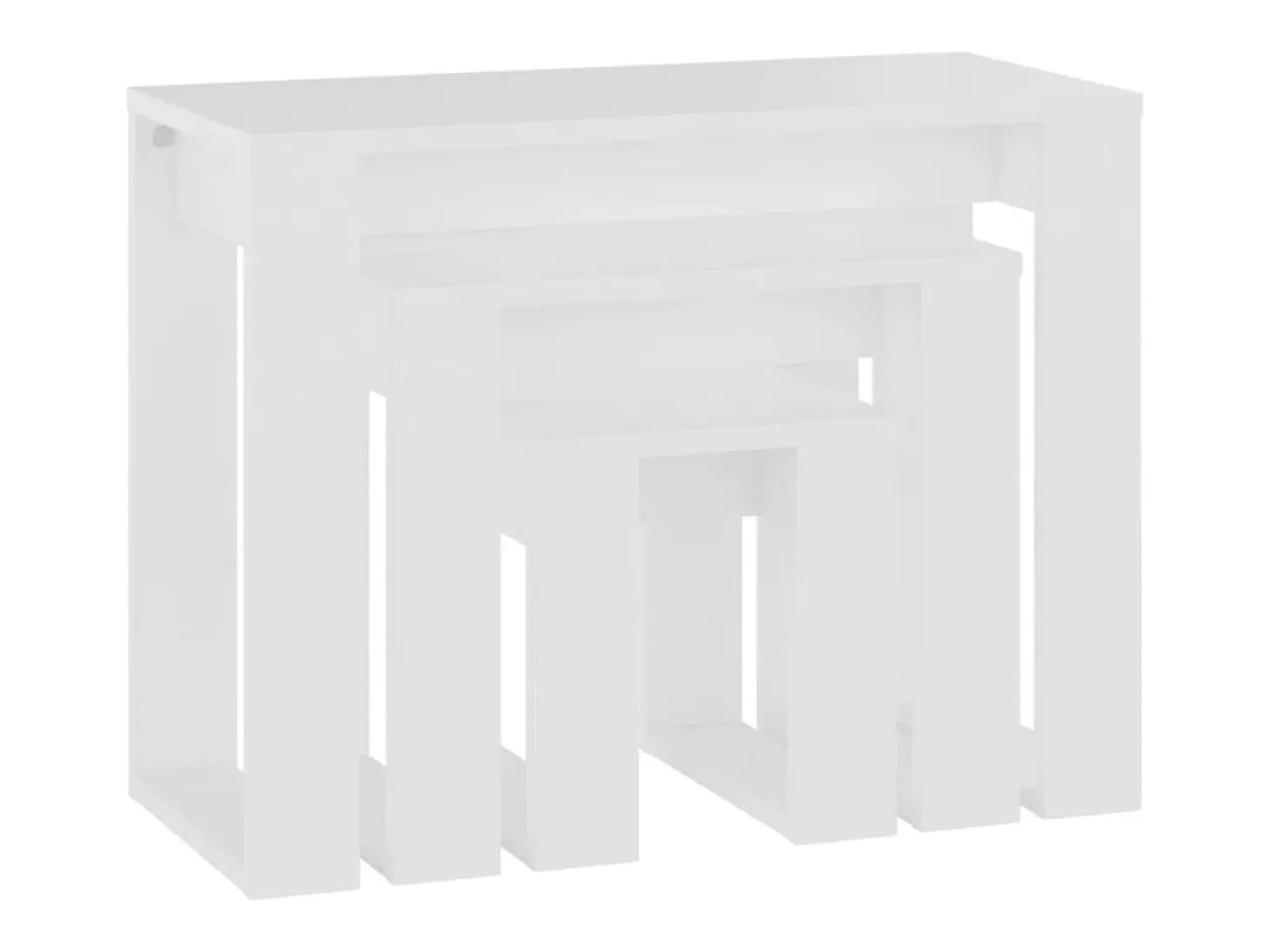 Mesas apilables 3 piezas madera contrachapada blanco