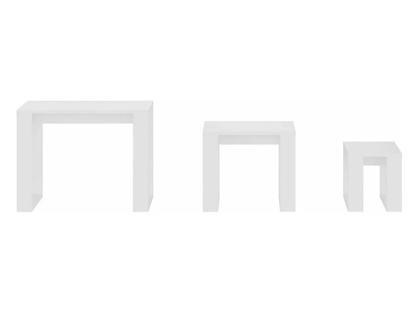 Mesas apilables 3 piezas madera contrachapada blanco