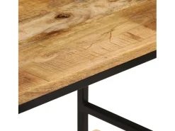 Mesas apilables 3 piezas madera de mango rugosa maciza y hierro