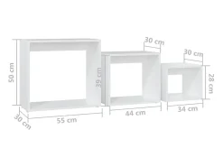 Mesas apilables 3 piezas madera contrachapada blanco